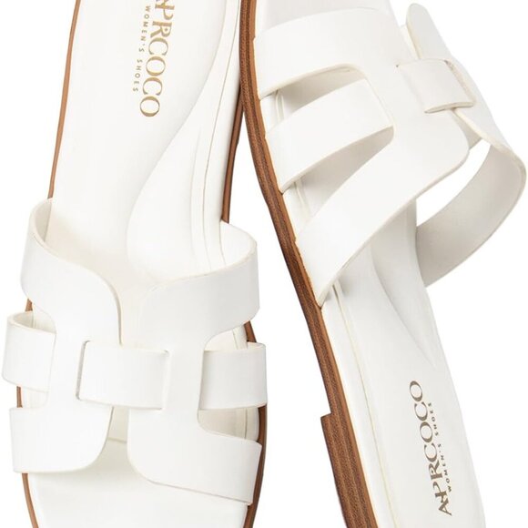 Women's Faux Leather Flat Sandals Summer Slip On Cross Band Breathable - Picture 1 of 6